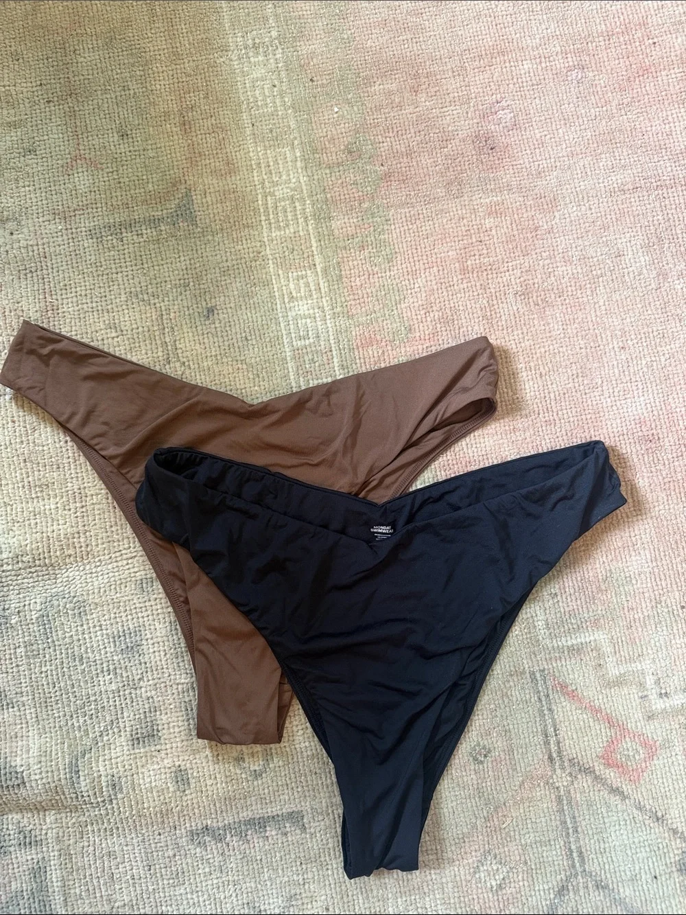 Monday Swimwear Bikini Bottoms - Black & Brown W - Picture 1 of 3